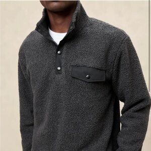 Banana Republic Mens Gray Fleece Pullover